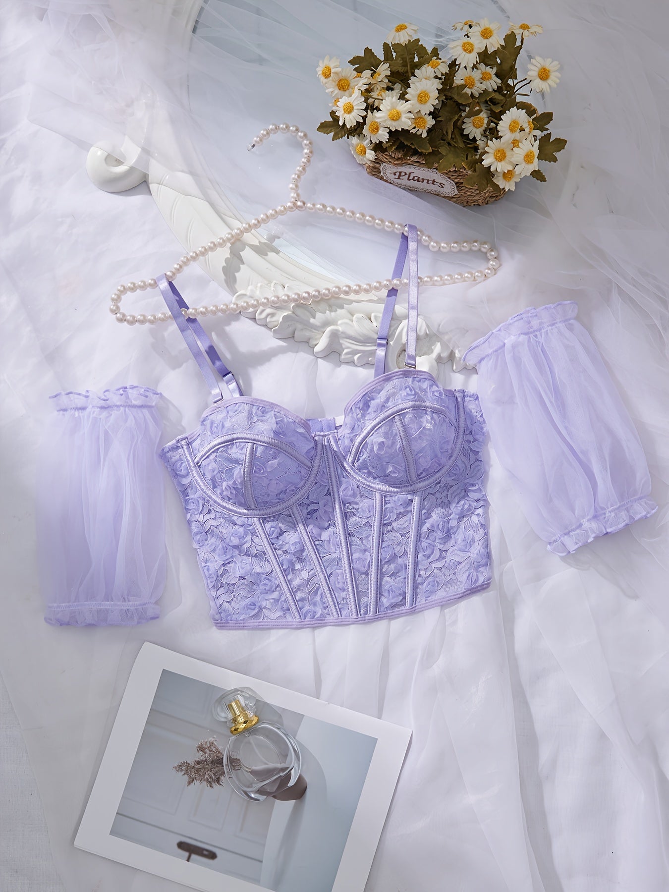 Corset lila en dentelle