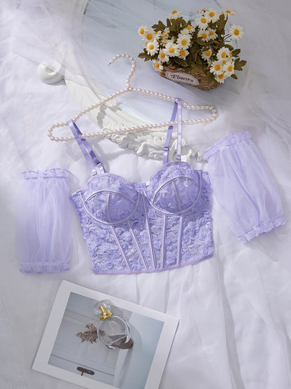 Corset lila en dentelle