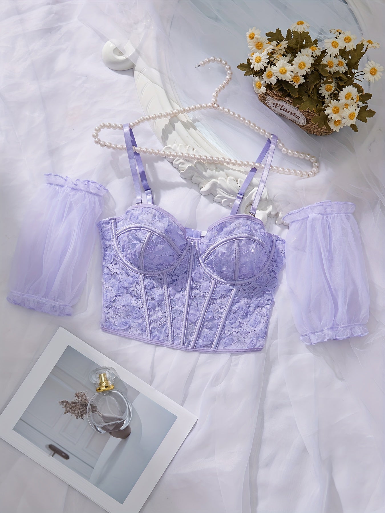 Corset lila en dentelle