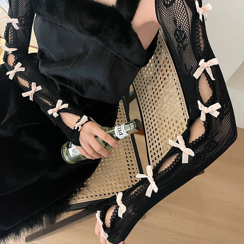 Veste à Dentelle avec Nœuds