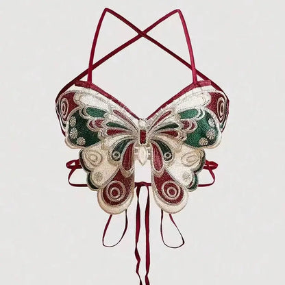 Top Papillon Brodé à Lacets –