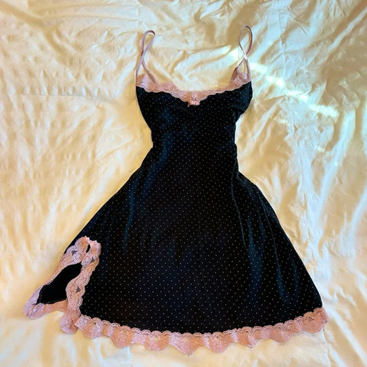 Robe à Pois & Dentelle Rose