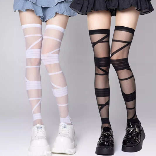 Bas Transparence & Bandage – Sexy et Hypnotisant